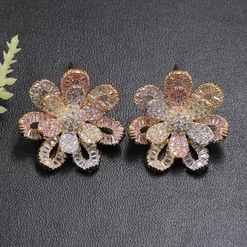 

Lanyika Fashion Jewelry Lovely Flowers Earrings Stud for Girls Engagement Party Micro Paved Trendy Luxury Earrings Gift