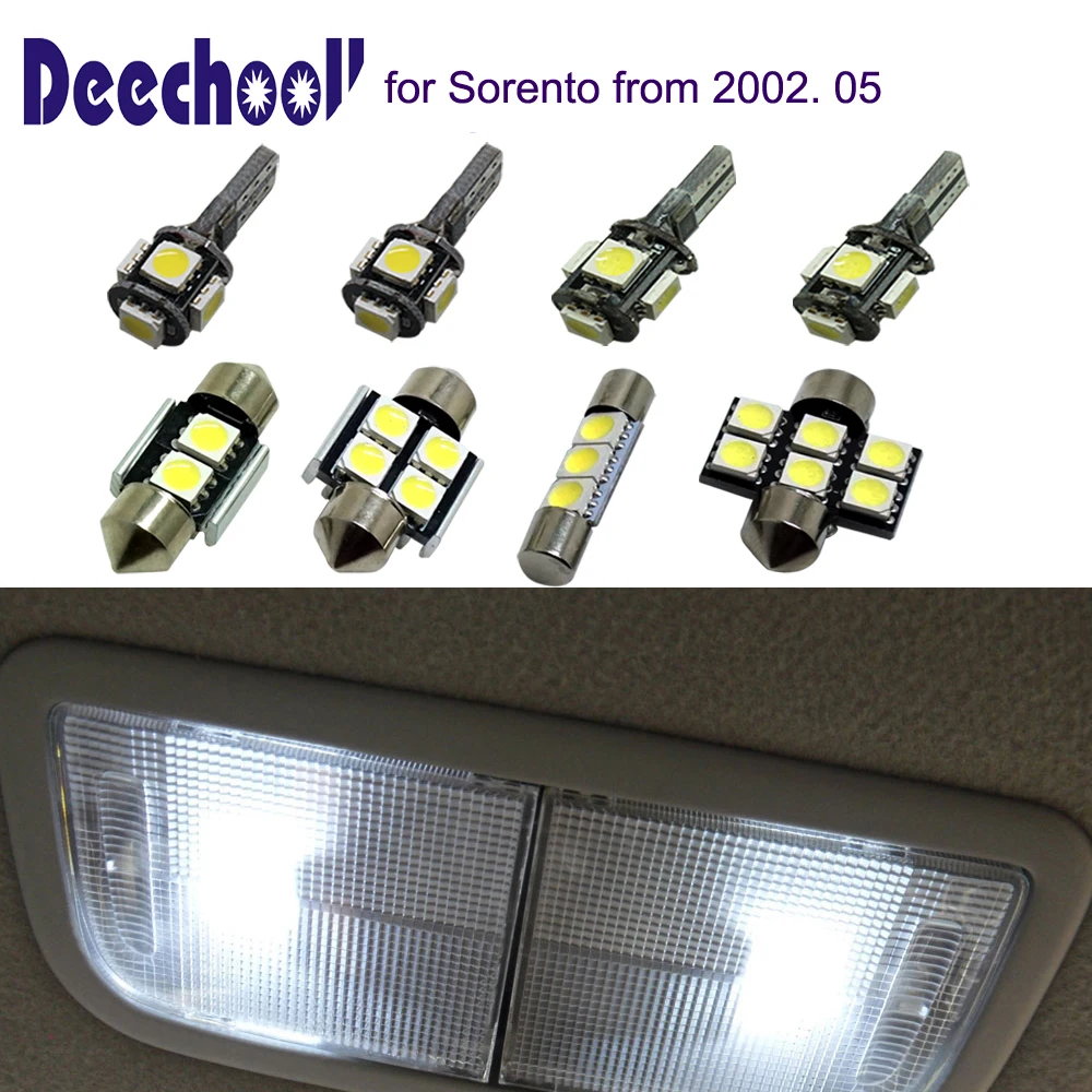 deechooll 9pcs Car LED light bulb for KIA Sorento 02 08,Auto Interior