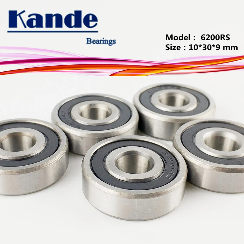 Однорядный радиальный шарикоподшипник Kande 6200RS 10 шт. ABEC-5 6200 2RS 10x30x9 мм 6200RZ |