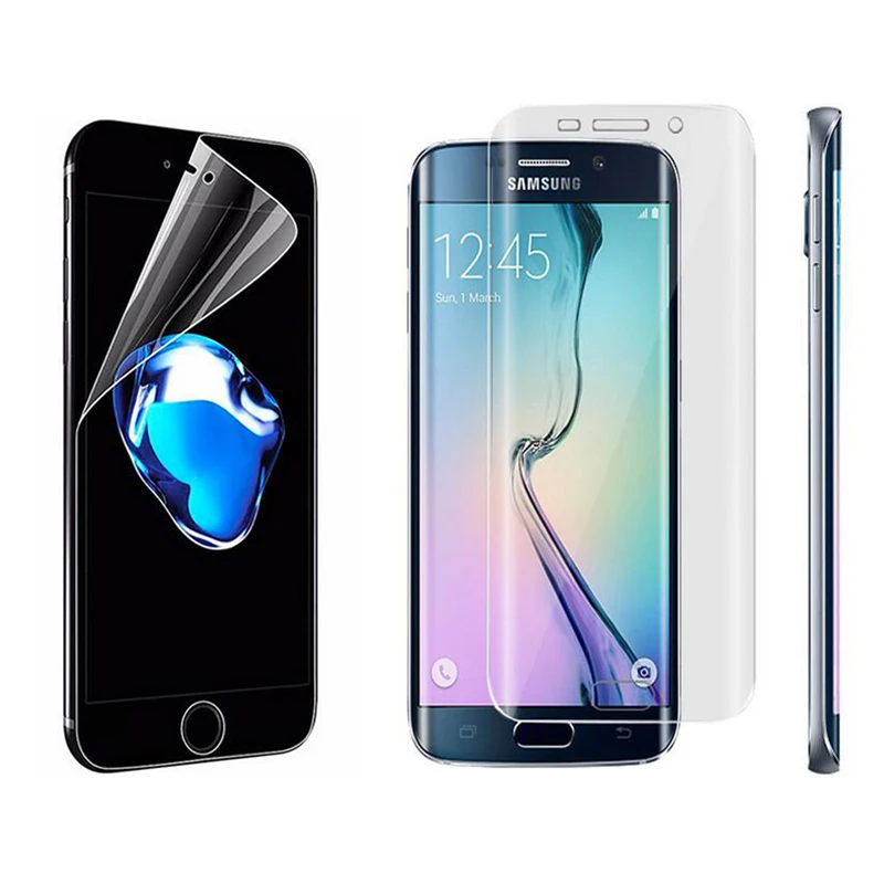

Full Coverage Curved Protective Film for iphone X 8 7 6 Samsung S6 S7 S8 S9 Edge Plus Note 8 Screen Protector Cover(Not Glass)