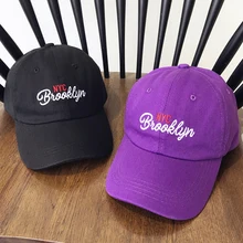 Модные женские туфли Бейсбол шапки новые летние модные Повседневное простой шапки фиолетовый корейских студентов Письма Мягкая Вышивка