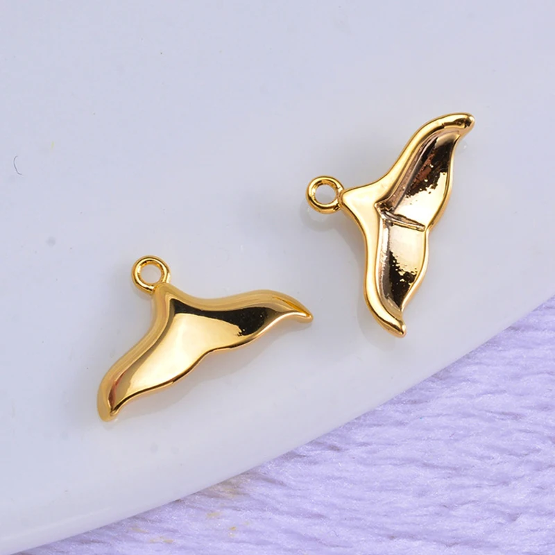 4pcs Plated Real Gold No Fade Charms Mermaid Fish Tail Pendant for Necklace Accessories