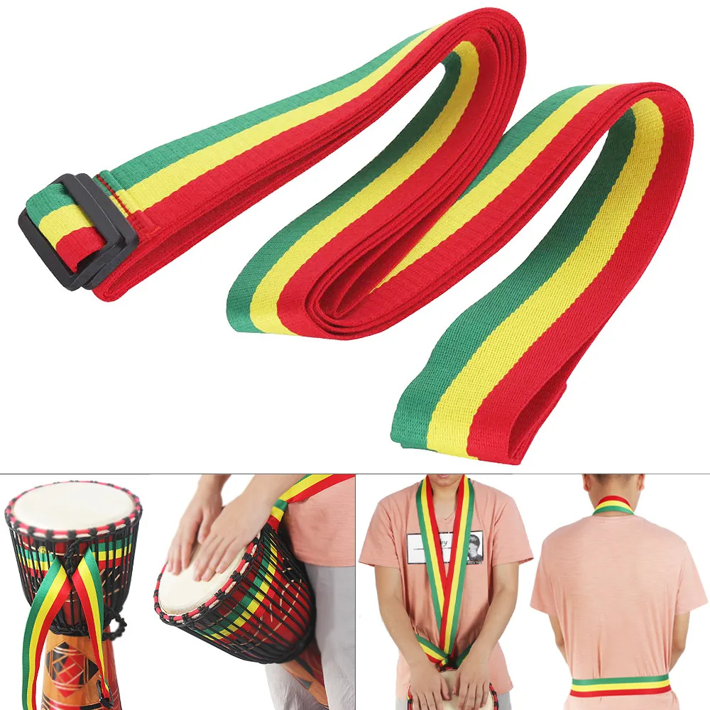 

Adjustable Rainbow African Drum Cotton Strap 5cm Width Djembe Drum Tambourine Shoulder Waist Belt Percussion Accessories