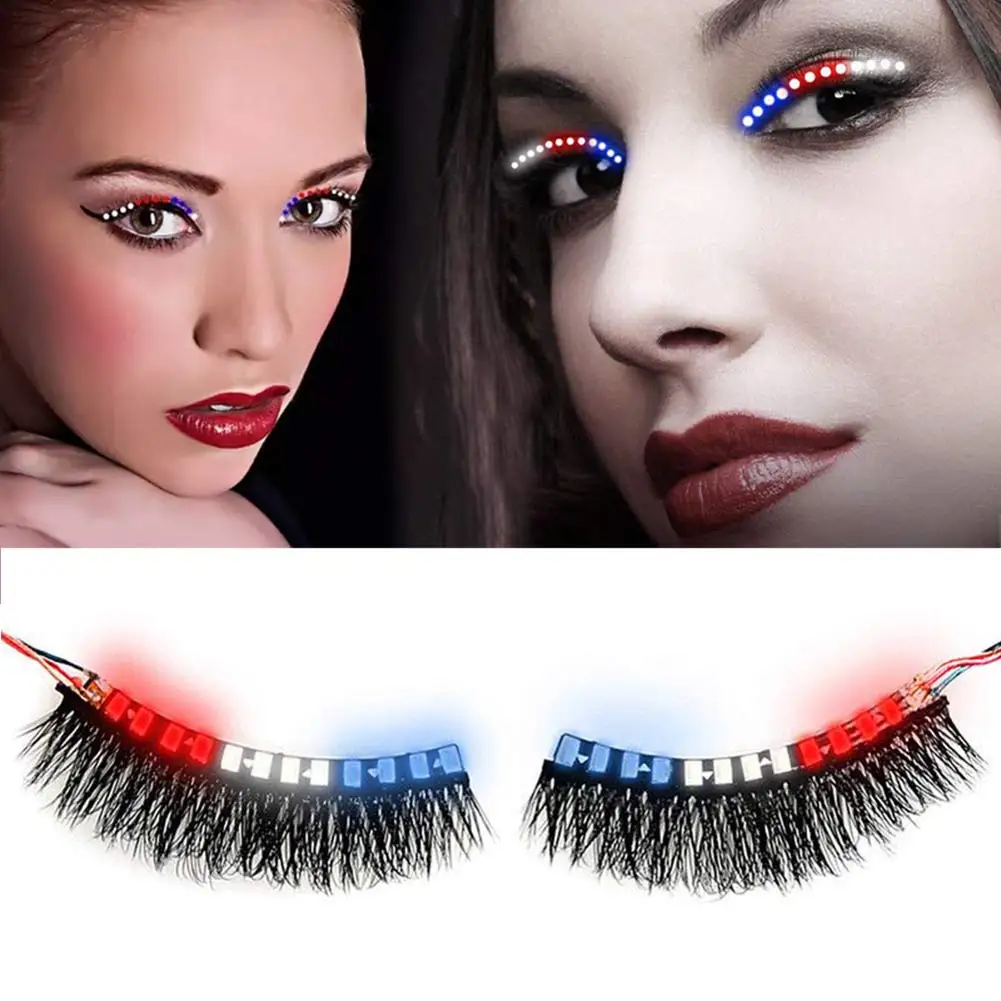Fastshipping 1 Pair Fashion LED Luminous Eyelash Light Up False Eye
