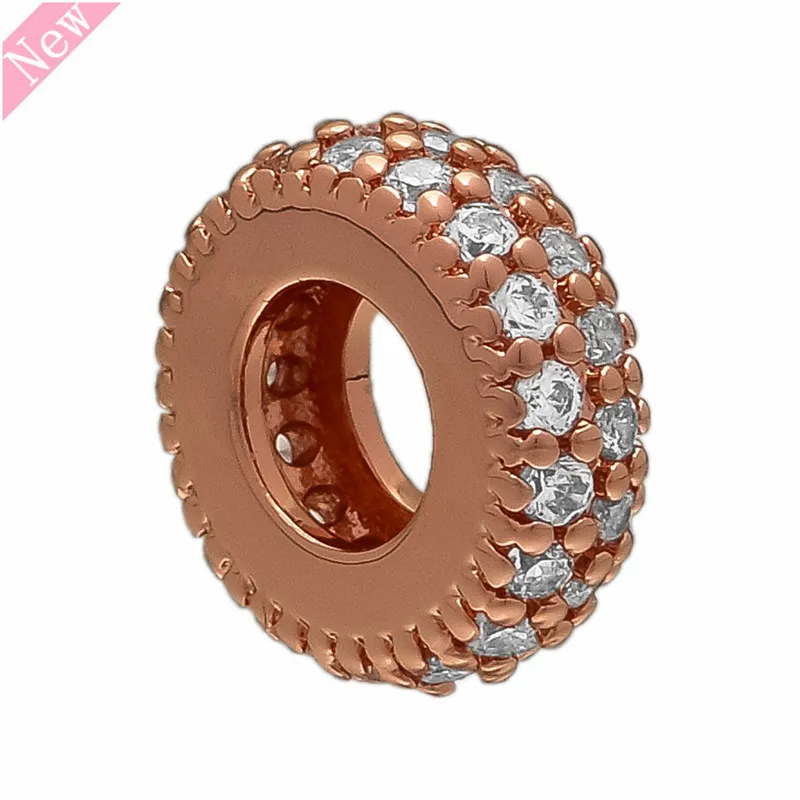 

Rose Gold Inspiration Within Spacer Charm Beads DIY Fit PANDORA Charms for Women Jewelry Making Pave-set 36 Shimmering CZ FL086R