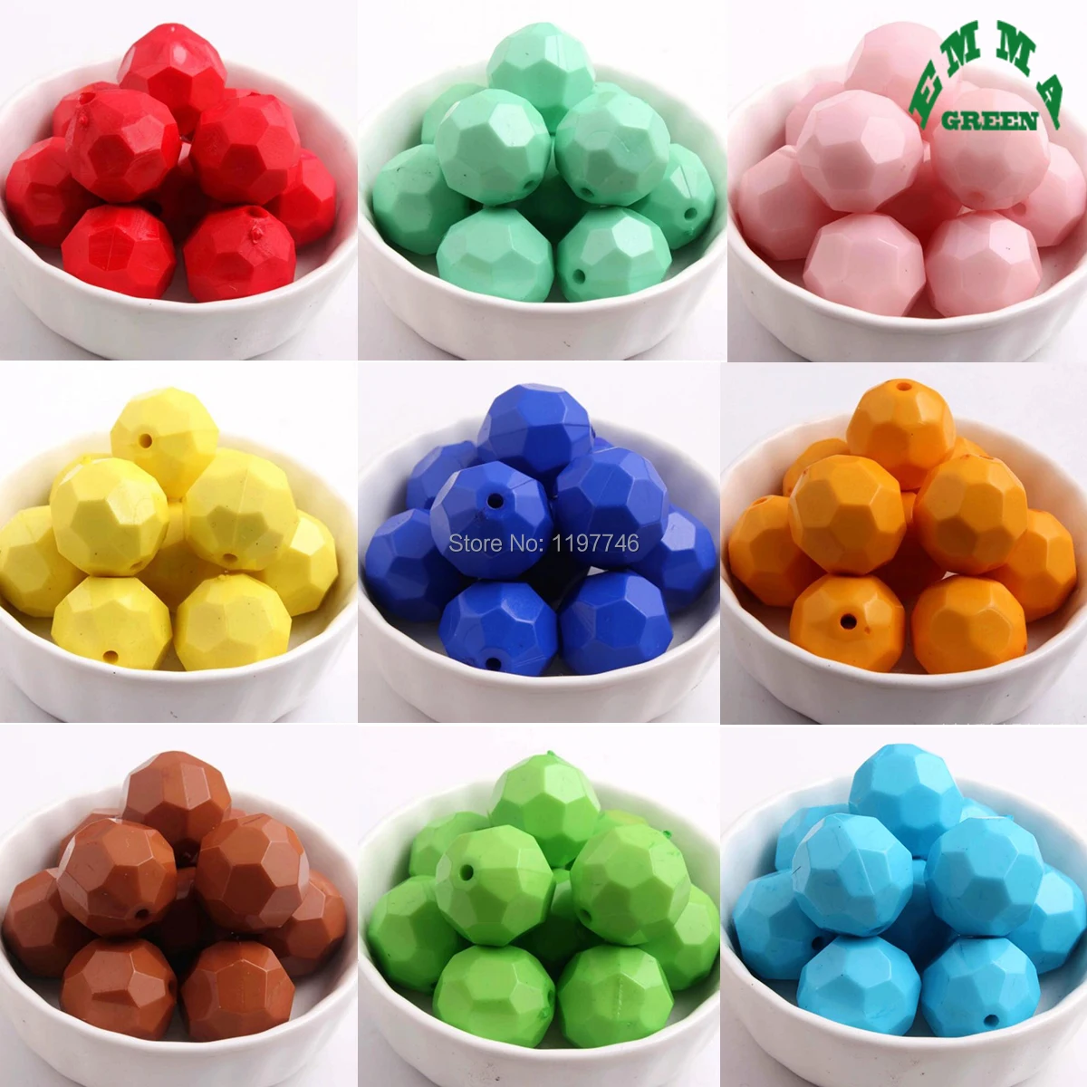 

Colorful Faceted Acrylic Chunky Beads Imitation Pearl Loose Bead For DIY Necklace Bracelet For Kids Jewelry Making Findings