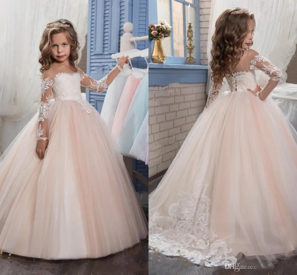 girls blush bridesmaid dress