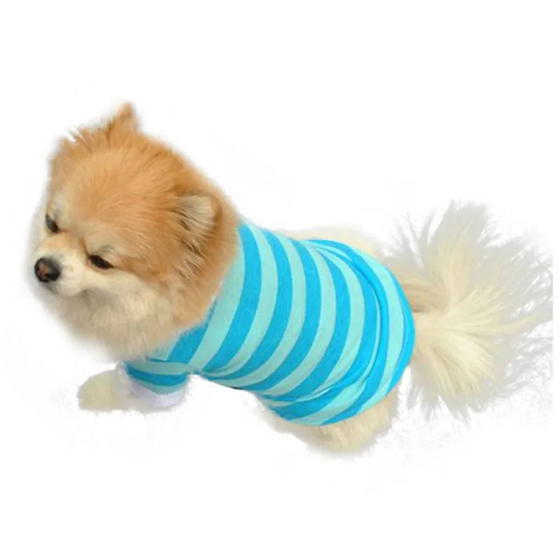 New Cute Dog Puppy Clothes Lapel Stripe Cotton Pet Costumes For Dogs