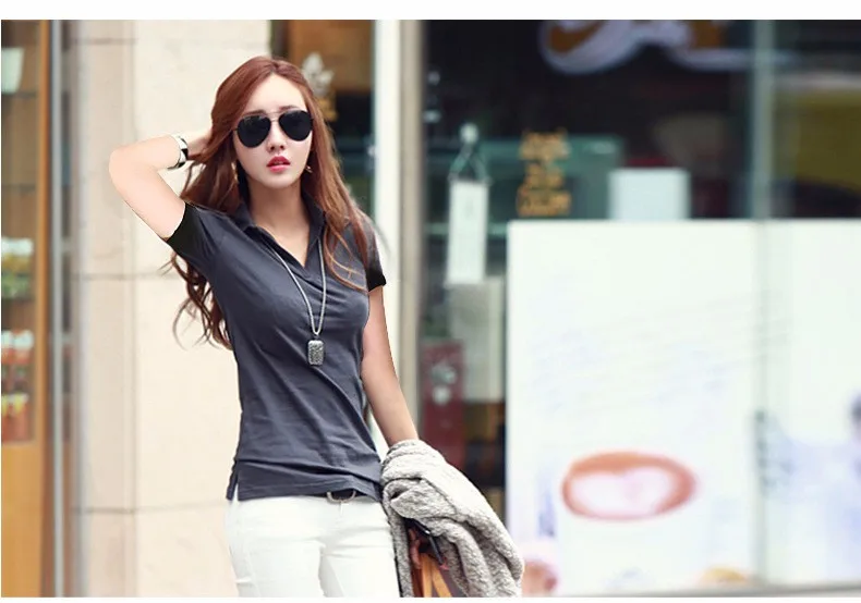 Summer Polo Shirt Women 2016 New Short Sleeve Solid Slim Polos Mujer Shirts Tops Fashion Plus Size Polo Femme 5 Color A192  i