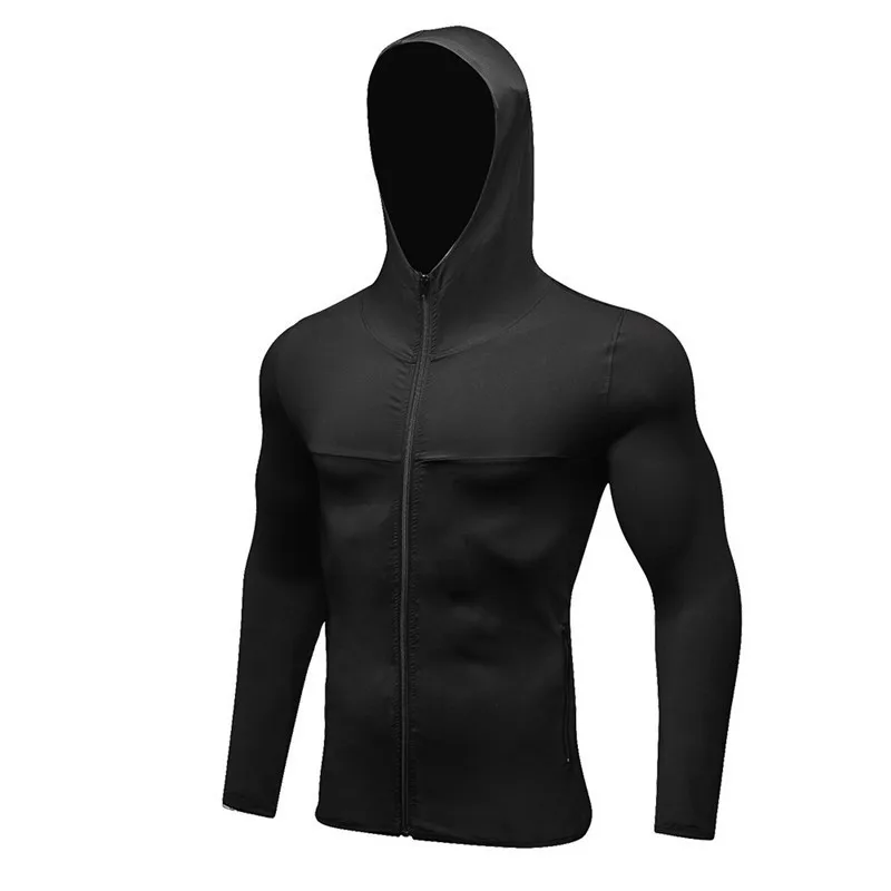 Autumn Sport Jacket Hoodies Zipper Long Sleeve Sweatshirts Men Athletic Gym Fitness Running Hooded Breathable Sporstwear