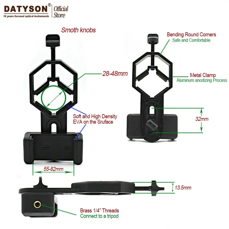 العالمي المعادن هاتف محمول محول جبل-متوافق مع مجهر أحادي الإكتشاف نطاق التلسكوب و المجهر