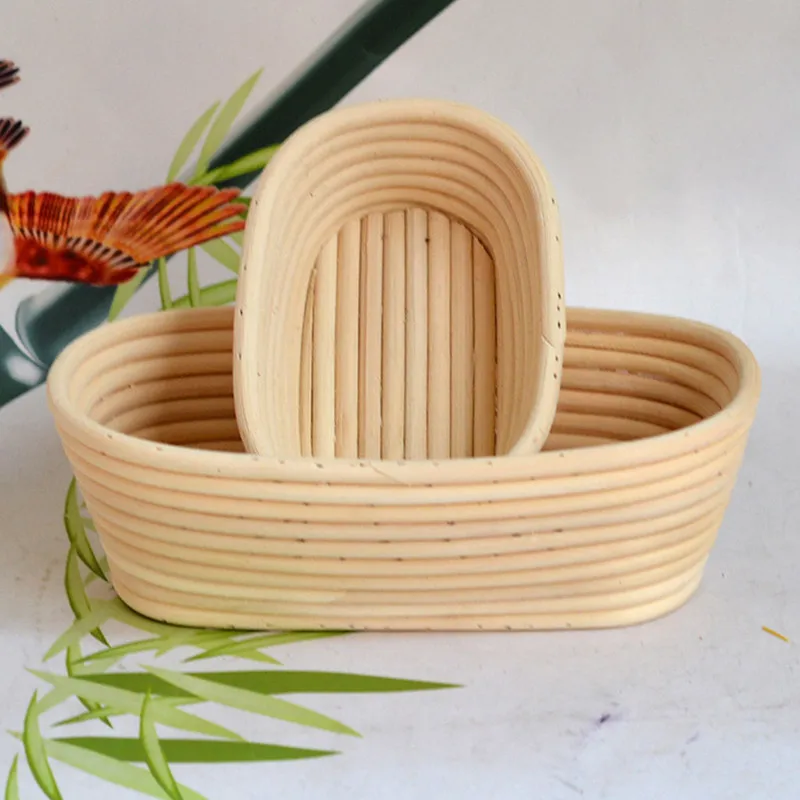 S M L Oval Rattan Dough Proofing Basket Bread Proving Blooming Basket Banneton Brotform Baking Tools