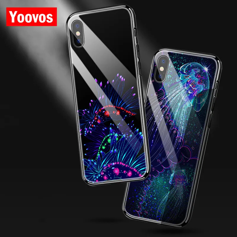 Yoovos морской жизни чехлы для IPhone 6s 6 7 8 чехол Iphone Plus плюс X Закаленное Стекло и