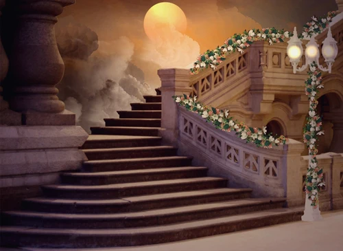 

Photographic Background Thin Vinyl Cloth Customized Photography Backdrops For Photo Studio Palace Staircase Computer Printed