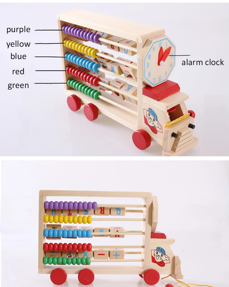 Деревянная многофункциональная обучающая тележка, Ранняя обучающая головоломка, математический расчет, рамка, алфавит, детские игрушки, подарок