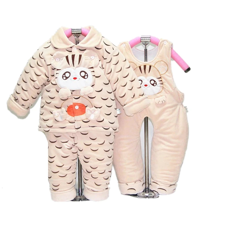 

2017 New Baby Winter Clothing Sets cute cartoon tiger Coat+ Pant Jumpsuits +  Long Sleeve Velvet Thick Newborn Clothes baby gift