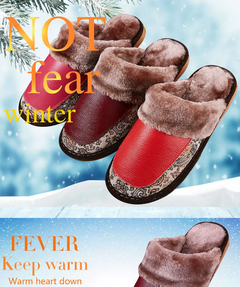 Mntrerm/мужские тапочки; зимние тапочки из натуральной кожи; домашние Нескользящие термальные тапочки; Новинка года; теплая плюшевая домашняя обувь