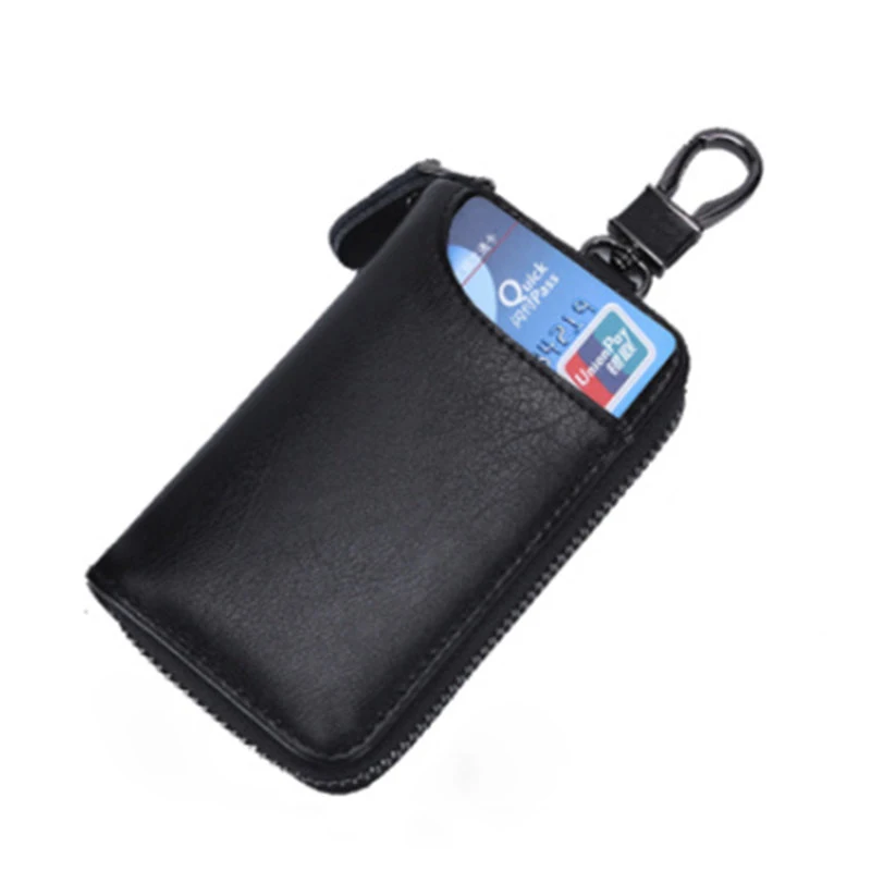 

High Quality cow genuine leather Large Capacity women men key holder zipper keychain organizer 2019 new fashion Couple keykeeper