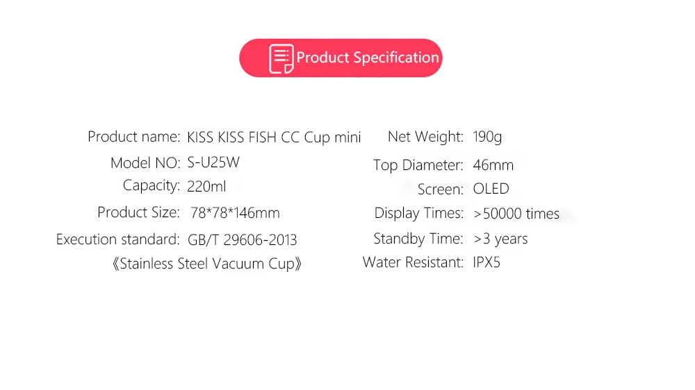 Xiaomi термальная бутылка Kiss Fish CC мини умная чашка вакуумная изоляция бутылка умный датчик температуры OLED дисплей экран