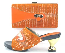 Free Shipping By DHL 2016 New orange african italian font b shoes b font and matching