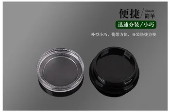 

NEW Hot 100 Cosmetic Black Square Jars Thick Wall Square Beauty Containers - 3 Ml /3 Gram (Clear Cap) Plastic Empty Makeup Jar