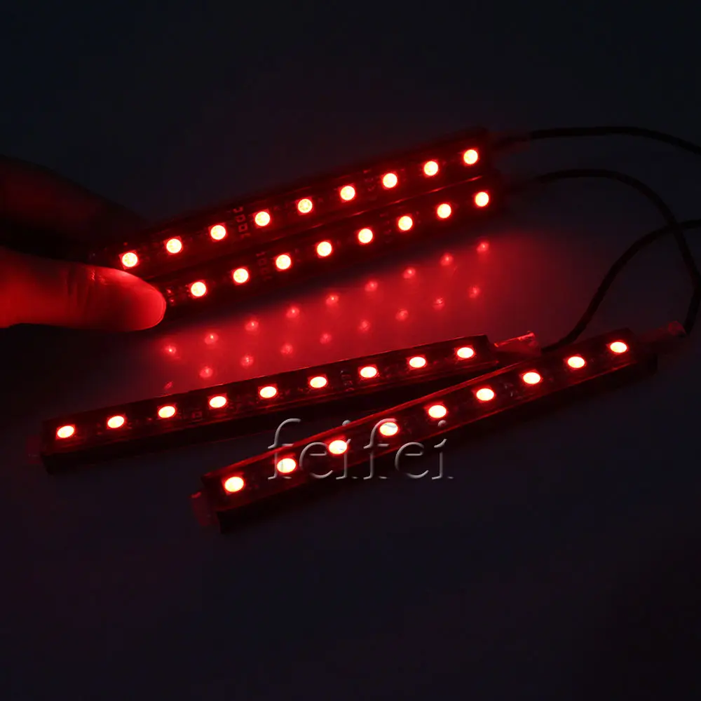 4X DC12V 9 SMD 10 Вт 4 шт. 5050 авто LED RGB подкладке Этаж Декоративные Атмосфера полосы путь