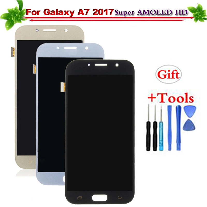 

5.7" Super Amoled for Samsung Galaxy A7 2017 A720 A720F A720M LCD Display Touch Screen Digitizer Assembly Replacement Can adjust