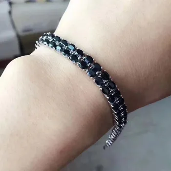 

Fidelity natural 3*4mm sapphire Bracelet s925 sterling silver luxurious fine jewelry for women party natural black blue gemstone