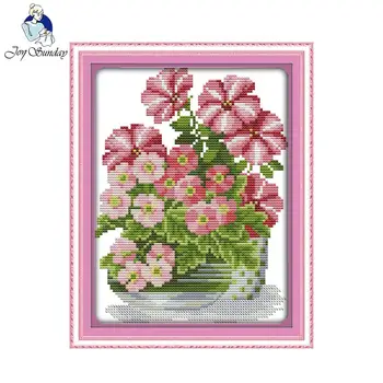 

Joy Sunday Potted Flower Series Cross Stitch Kits Flower Patterns 11ct 14ct Fabric Canvas Embroidery DIY Handmade Needlework