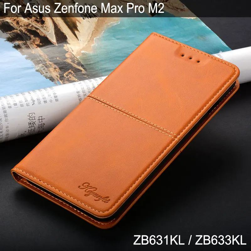 Чехол для ASUS Zenfone Max Pro M2 ZB631KL ZB633KL, роскошный винтажный кожаный чехол для телефона, откидная крышка с подставкой и отделением для карт, funda