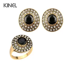 Kinel, винтажное ювелирное изделие, Модный Ювелирный Набор подружки невесты, круглый кристалл, золотой цвет, ювелирный набор
