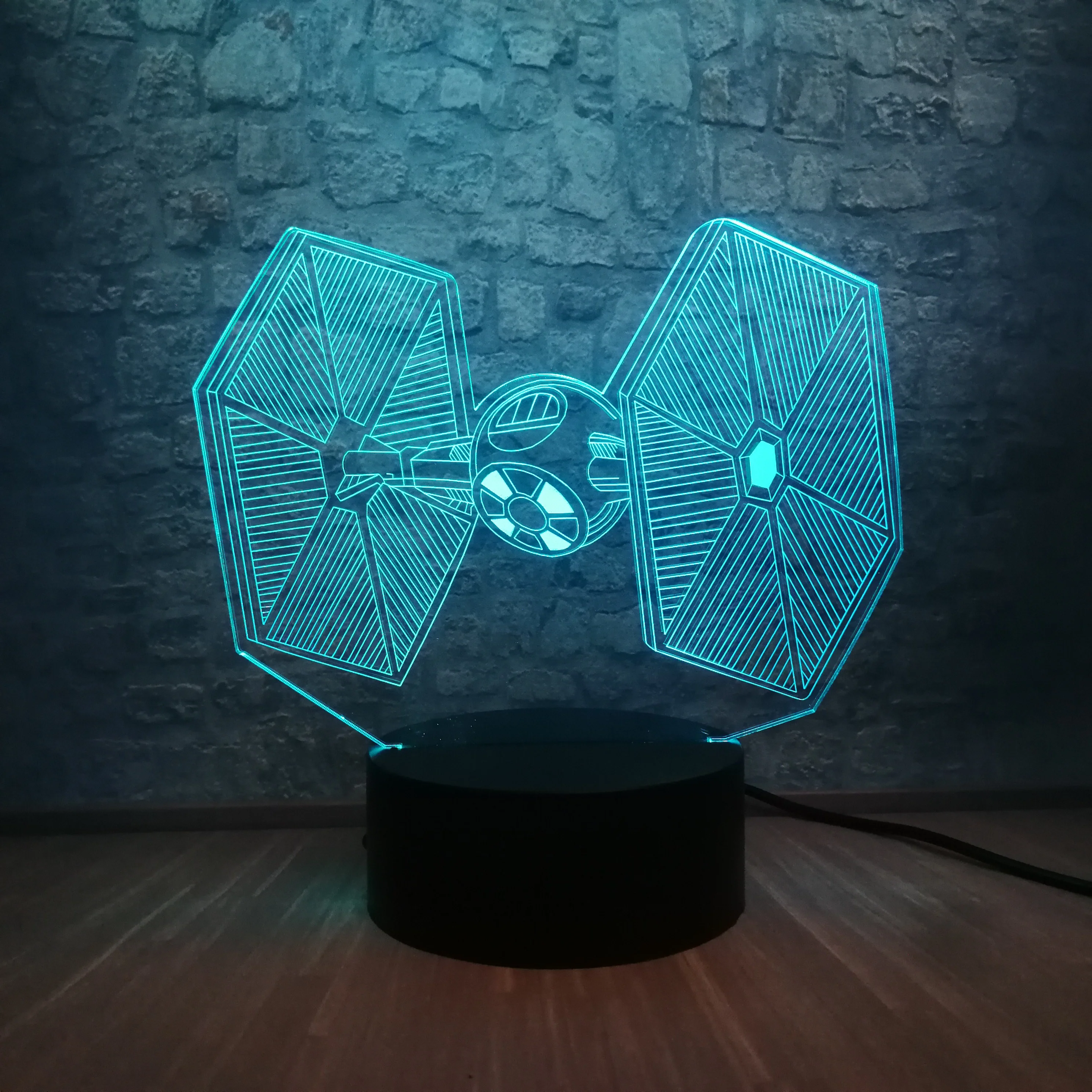 Star Wars tie Vader Fighter linterna portátil 3D lámpara LED RGB iluminación 7 cambio de Color luz de noche decoración del hogar chico regalo de cumpleaños