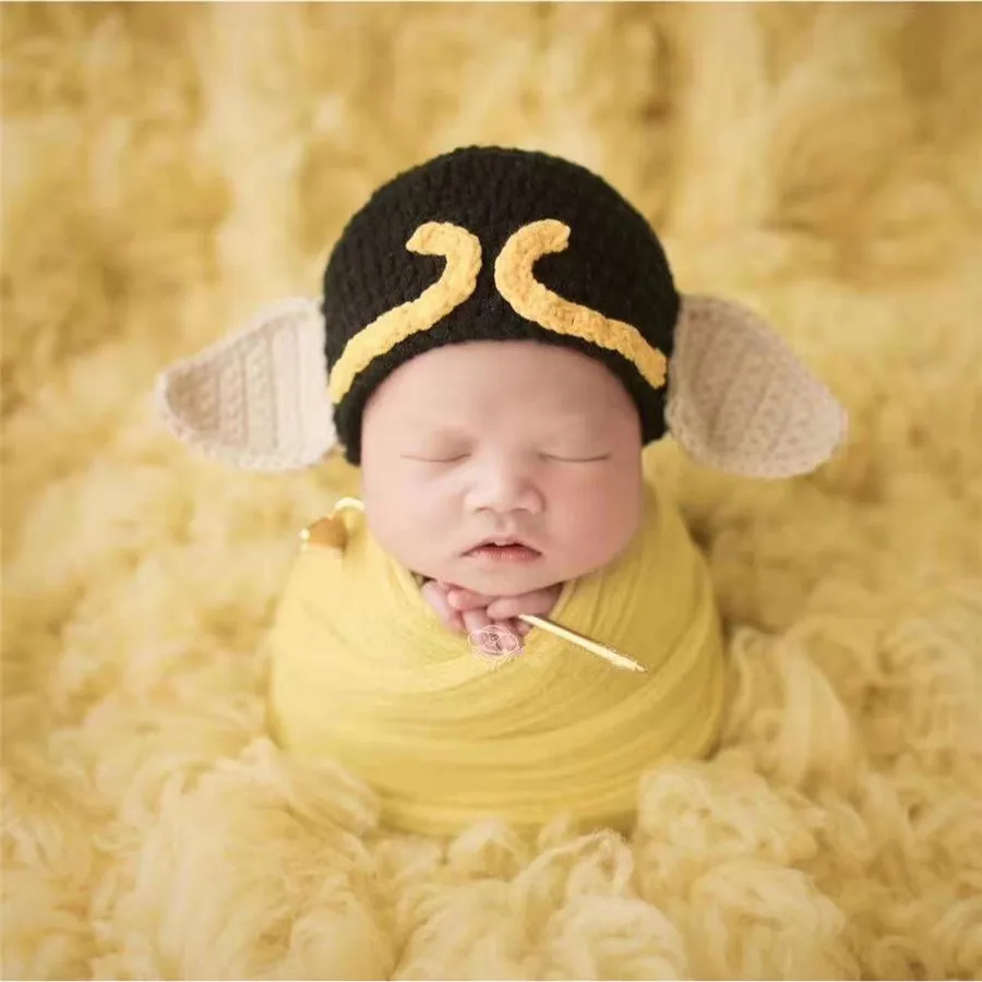 Nouveau-né bébé photographie accessoires accessoires bébé chapeaux casquettes infantile tricot chapeau tirelire ensemble bébé Photo accessoire nouveau-né Photo accessoires