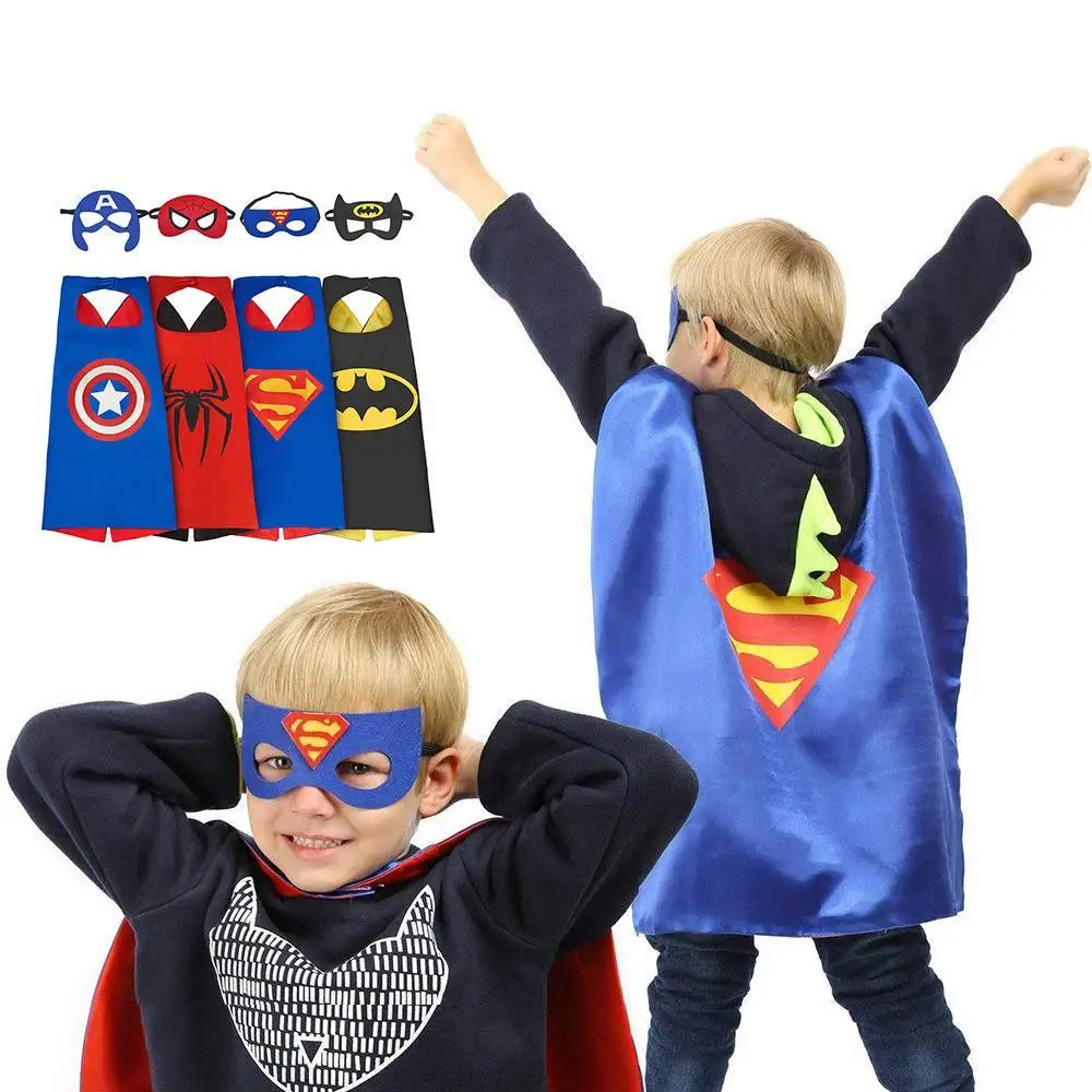 4pcs/set Superhero Costumes capes with masks for kids birthday party Halloween dressup - birthday party supplies - party favor