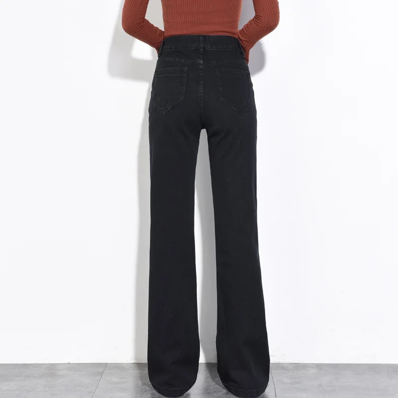 #6827 Autumn Winter Black Wide Leg Jeans Woman Korean High Waist Fashion Straight Bell Bottom Jeans Basic Long Formal Jean Femme 1 #6827 Autumn Winter Black Wide Leg Jeans Woman Korean High Waist Fashion Straight Bell Bottom Jeans Basic Long Formal Jean Femme 1
