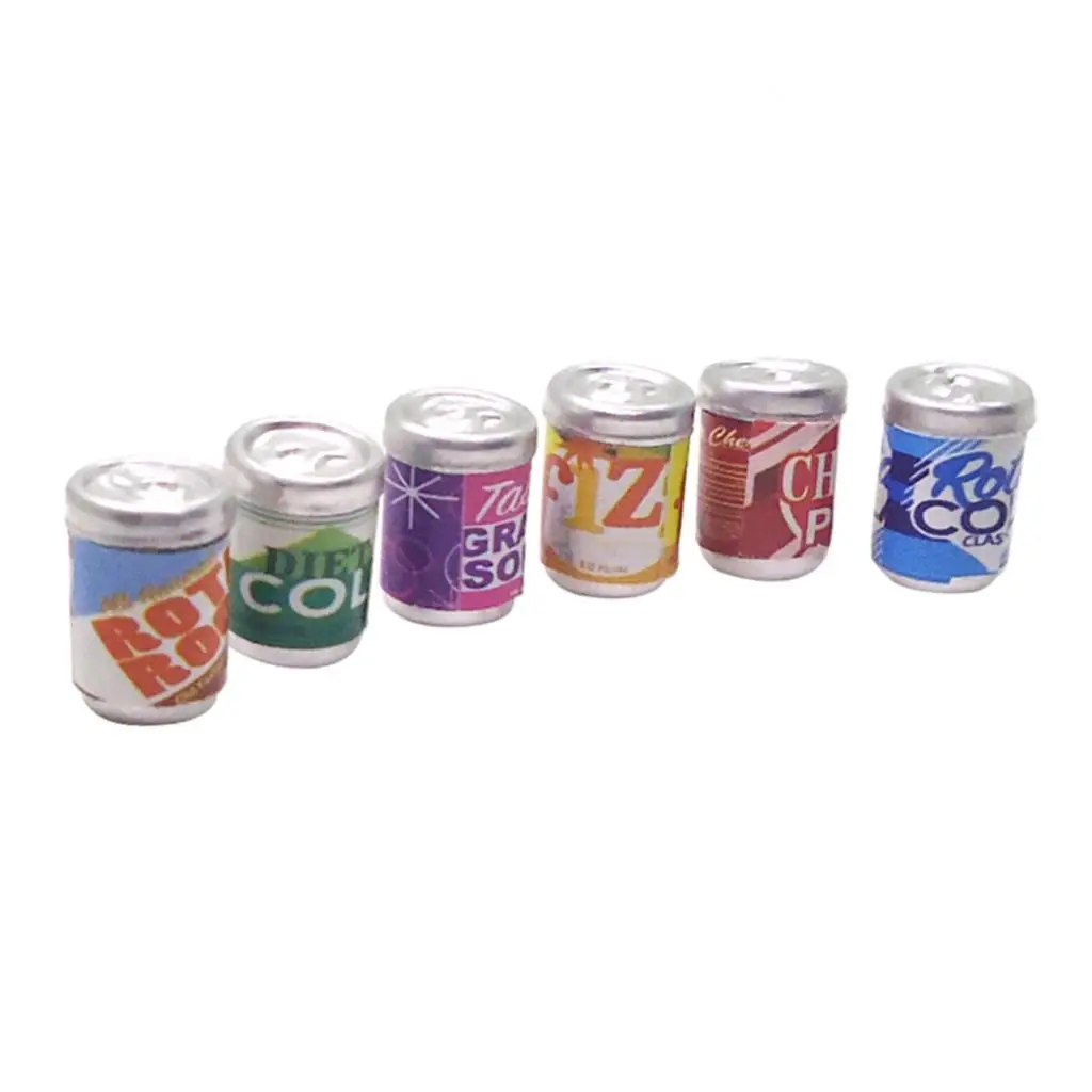 Handmade Miniature Foods Groceries Model Soft Drink Juice Beer Bottles For 1/12 Dolls House Dining Room Accessories 6 Pieces