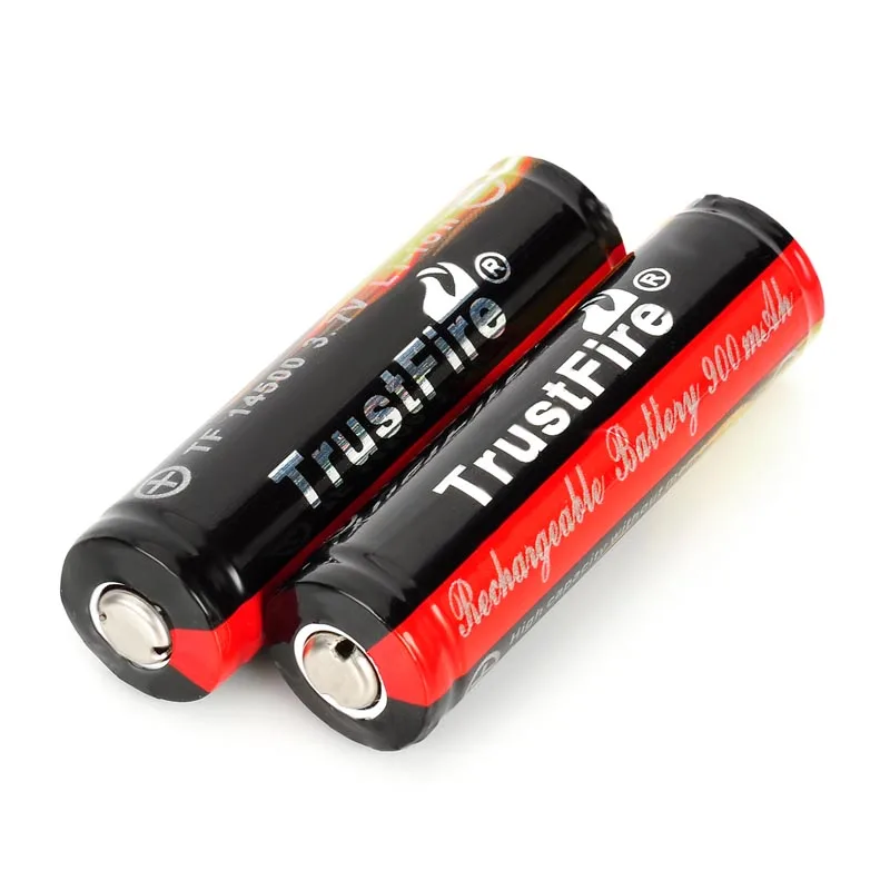 2 шт./лот TrustFire защищенные 14500 3,7 V 900mAh перезаряжаемые литиевые батареи для фонарей