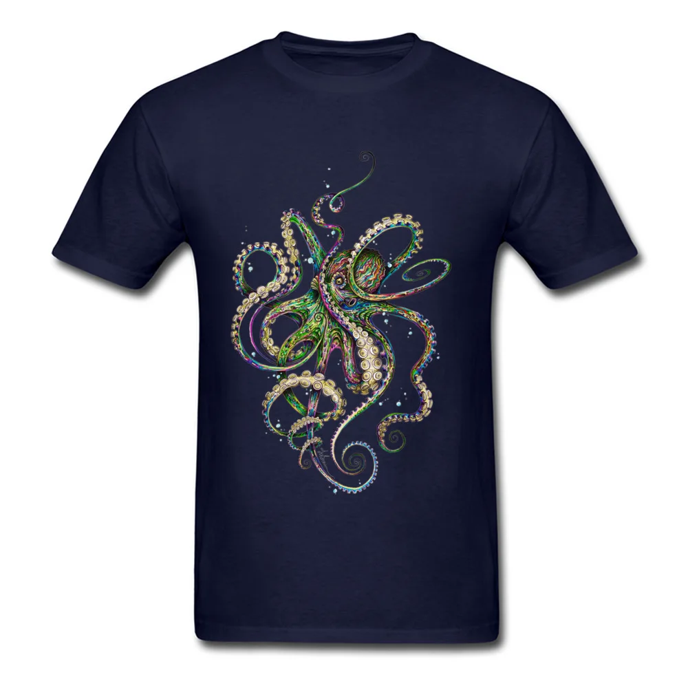 Octopsychedelia Comics Summer/Fall 100% Cotton Round Collar Mens Tops Tees Design Tops T Shirt Faddish Short Sleeve Top T-shirts Octopsychedelia navy