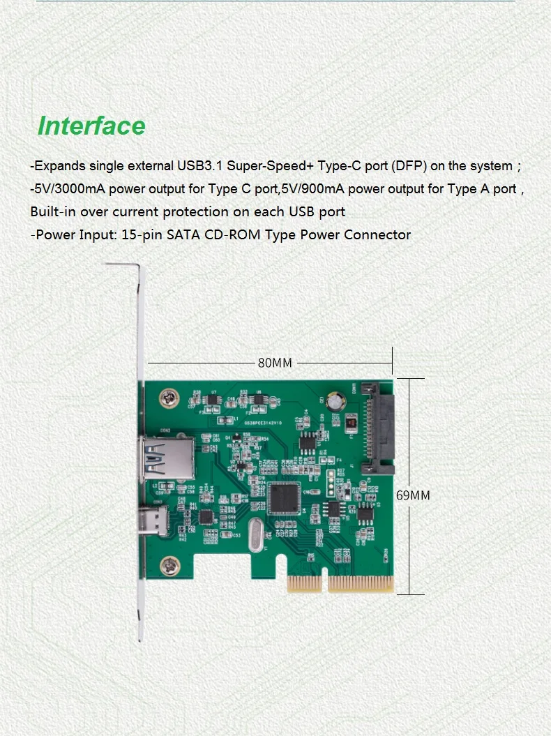 IOCREST PCI Express к USB3.1 USB-C+ USB3.1 type-A плата контроллера до USB3.1 Gen-II 10 Гбит/с супер скорость+ набор микросхем ASM3142