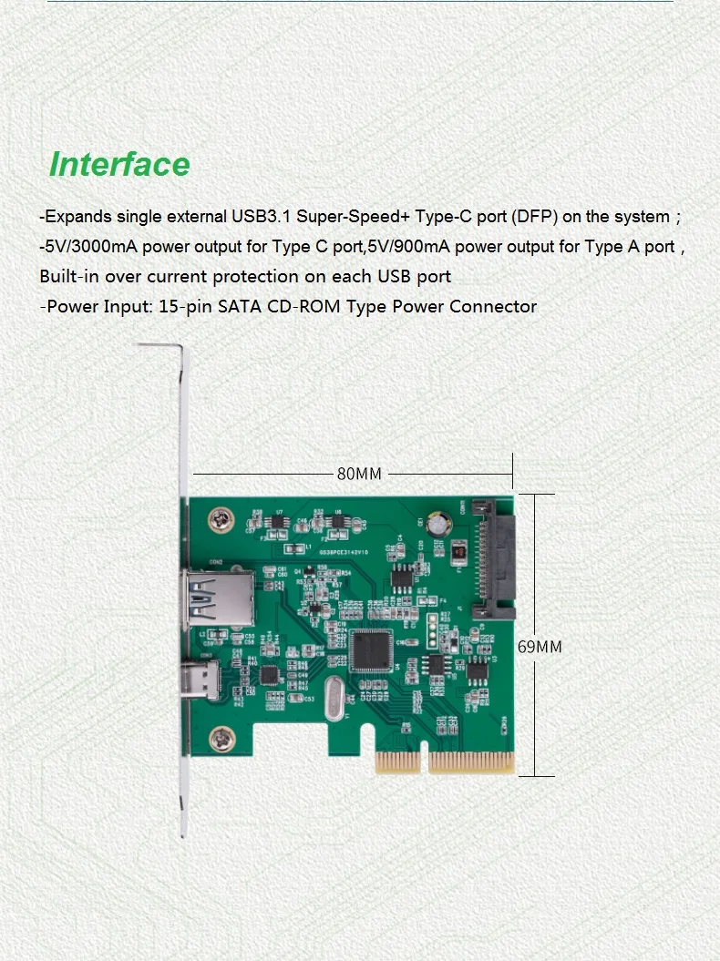 Iocrest pci express para usb3.1 USB-C +