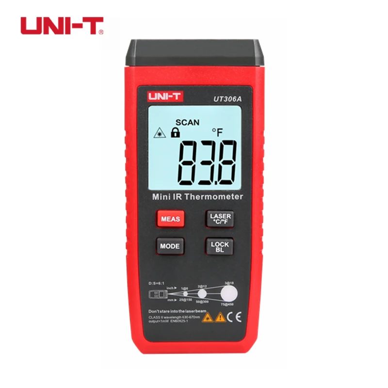 

UNI-T UT306A Digital Laser IR Infrared Thermometer Temp LCD Thermostat -35~300C -31~572F Pyrometer Non-contact Auto Power Off