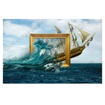 

RM0012 New Full Square Diamond 5D DIY Diamond Painting "Sea And Boat" Embroidery Cross Stitch Rhinestone Mosaic Painting Decor G