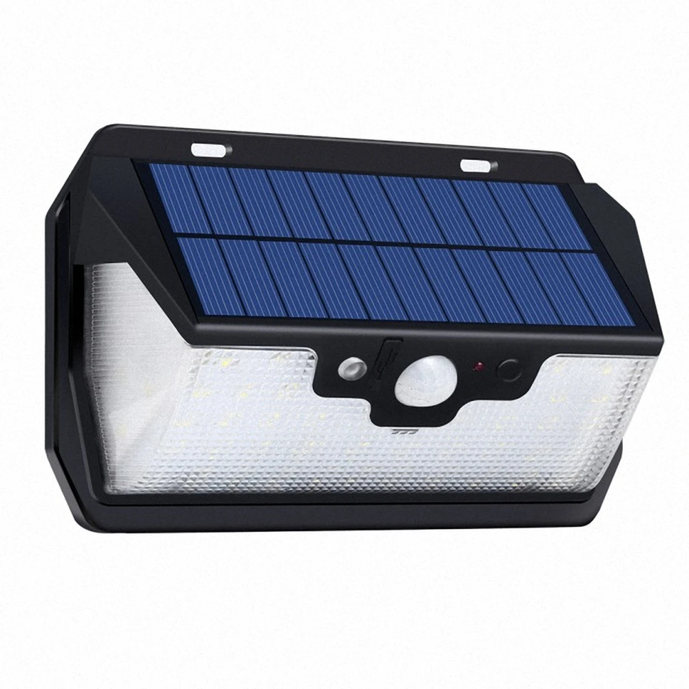 

55 LED 900lm Solar Light remote control radar smart 3 side lighting Waterproof automatica swi IP camp street wall lamp yard ca