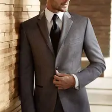 2 шт., мужские костюмы с двумя пуговицами, с отворотом, серый, персональный, выполненный на заказ, модные мужские смокинги Terno Masculino, популярные мужские костюмы