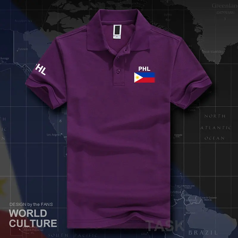 Филиппины пилипинас поло рубашки для мужчин короткий рукав белый бренд печатных для страны хлопок национальная команда флаг Новая мода PH - Цвет: polo-Purple