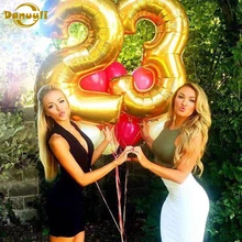 1pc 16/32/40 polegada rosa ouro folha de prata número balões 0-9 feliz aniversário festa decoração para crianças weding globo bola suprimentos