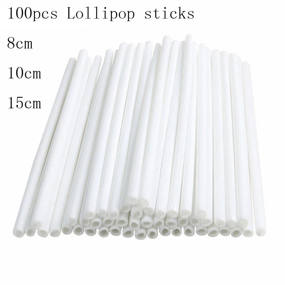 

100pcs/pack 8cm 10cm 15cm Safe Plastic Lollipop Stick Silicone Lollipop mould Chocolate Sugar Candy Lollipop DIY Mold Tool