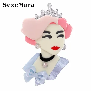 

SexeMara Fashion Crown Princess Acrylic Brooch Pins For Women Lady Beautiful Princess Brooch Pin Dress Decoration Jewelry Gift