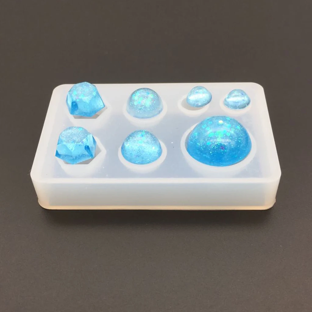 Silicone Hexagon Round Domed Cabochon Molds Jewelry Making DIY Pendant Charms Epoxy Resin Casting Mould