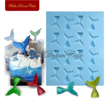 

Mini Mermaid Tail Silicone Mold Fondant Cake Molds Cupcake Decorating Tools GumPaste Chocolate Clay Candy Moulds Bakeware